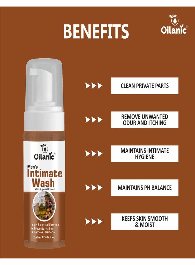 Oilanic Natural Men's Intimate Wash with Argan Extract (Pack of 3, Each 150 ml)|pH-Balanced Hygiene Wash for Daily Freshness and Odor Control Gentle Cleanser for Sensitive Skin Chemical free| - Image 4